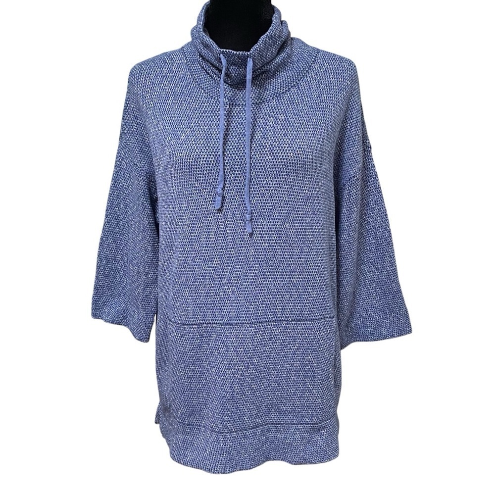 Pure Jill Blue Cowl Neck Pullover Sweater Tunic Lagenlook Minimalist XS